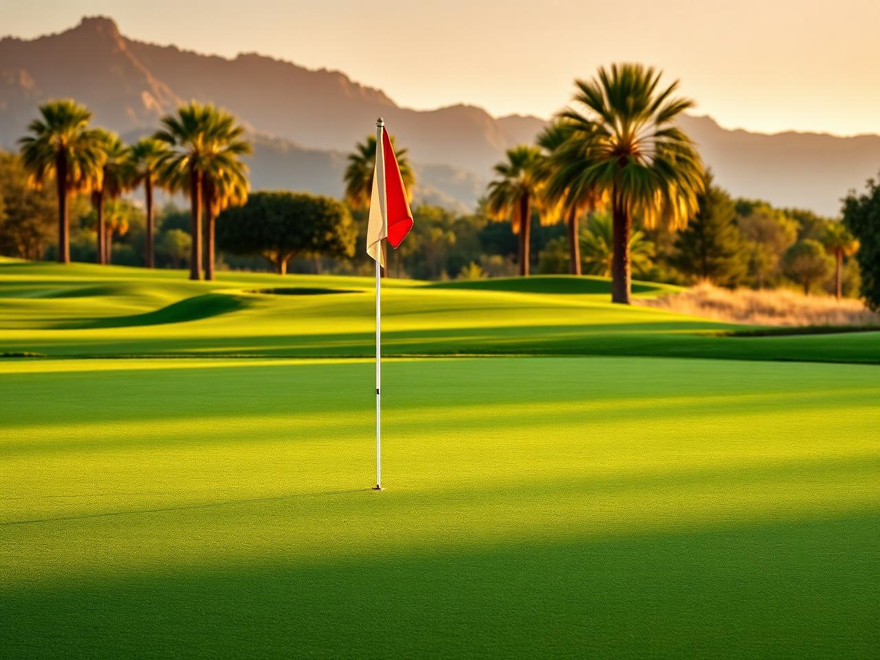 Green mit Fahne auf dem Golfplatz Son Gual